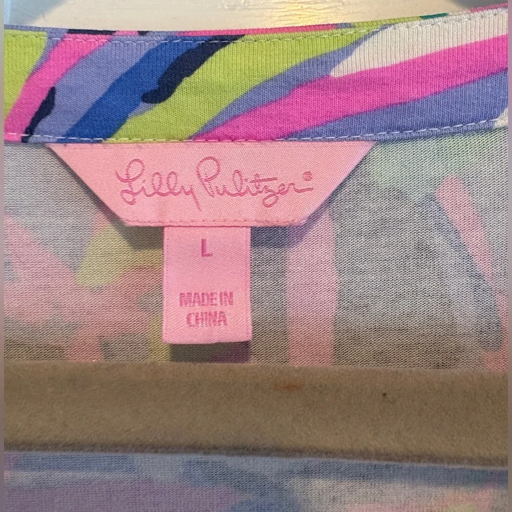 Lilly Pulitzer Karlie Wrap Romper in Abstract Tropical Floral Print SZ L - Picture 8 of 8